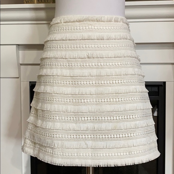 J. Crew Dresses & Skirts - J. Crew Ivory Fringe Lace Mini Skirt